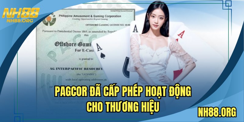 PAGCOR đã cấp phép hoạt động cho thương hiệu